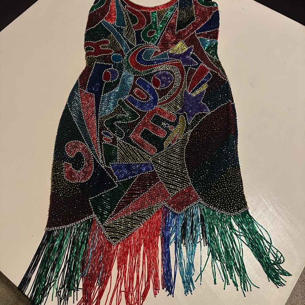 Oleg Cassini Blue Sheath Dress Crew Neck Midi